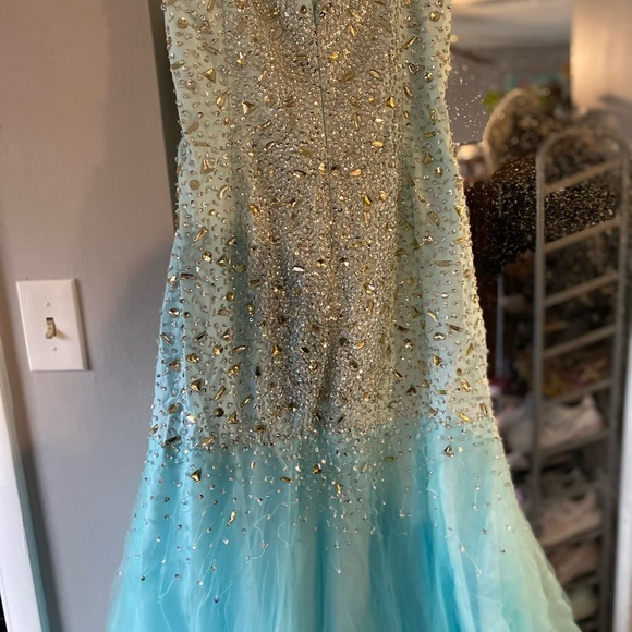 Aqua Mermaid Prom Dress - Picture 4 of 6
